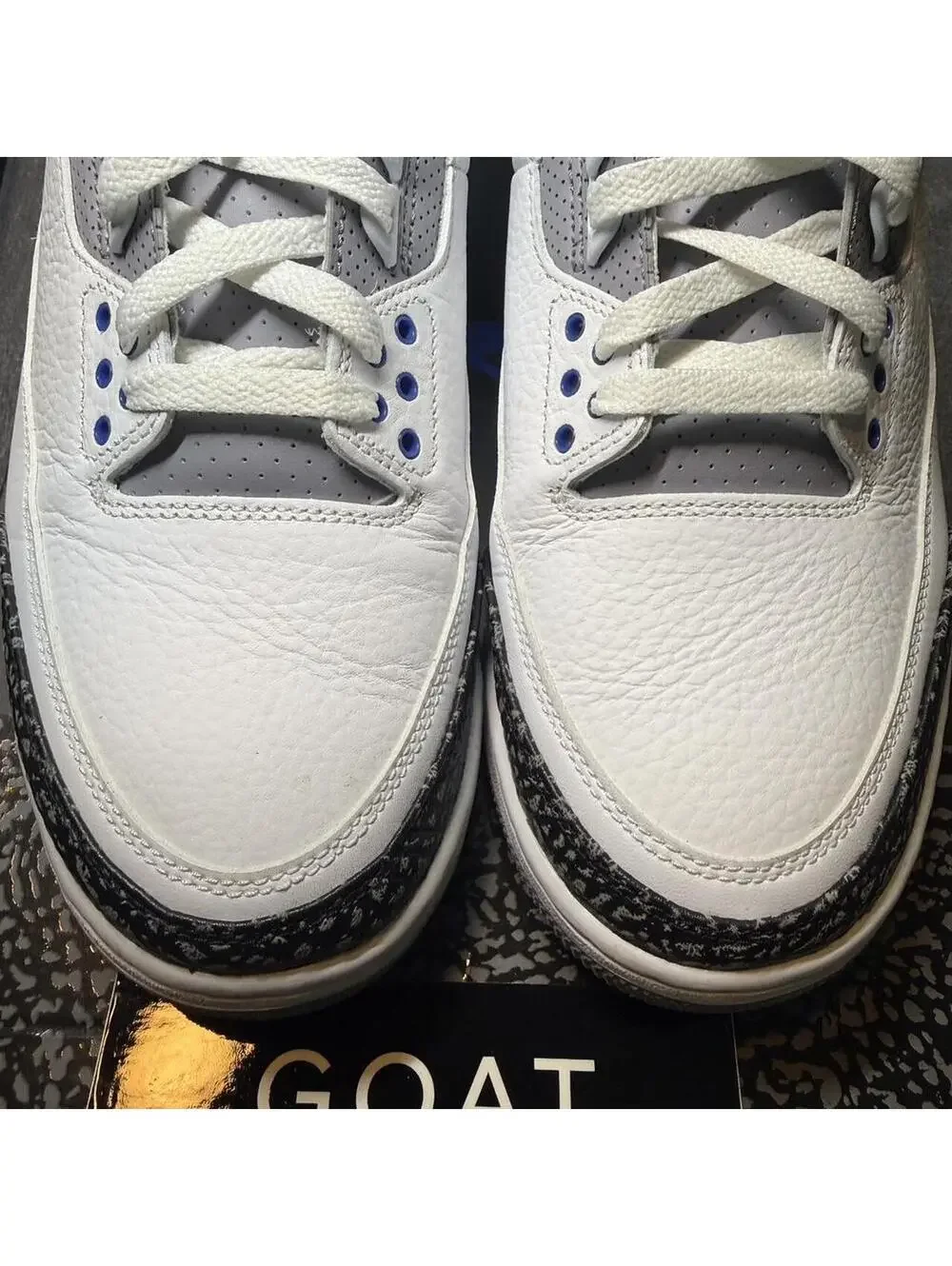 Jordan 3 Retro White/Racer Blue-Black sneakers Size 12